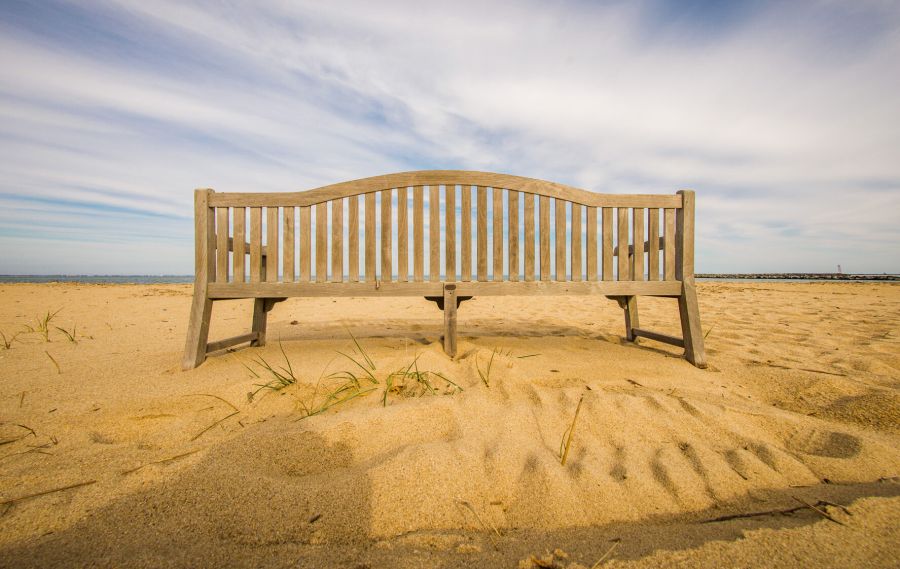 lewes DE bench on beach